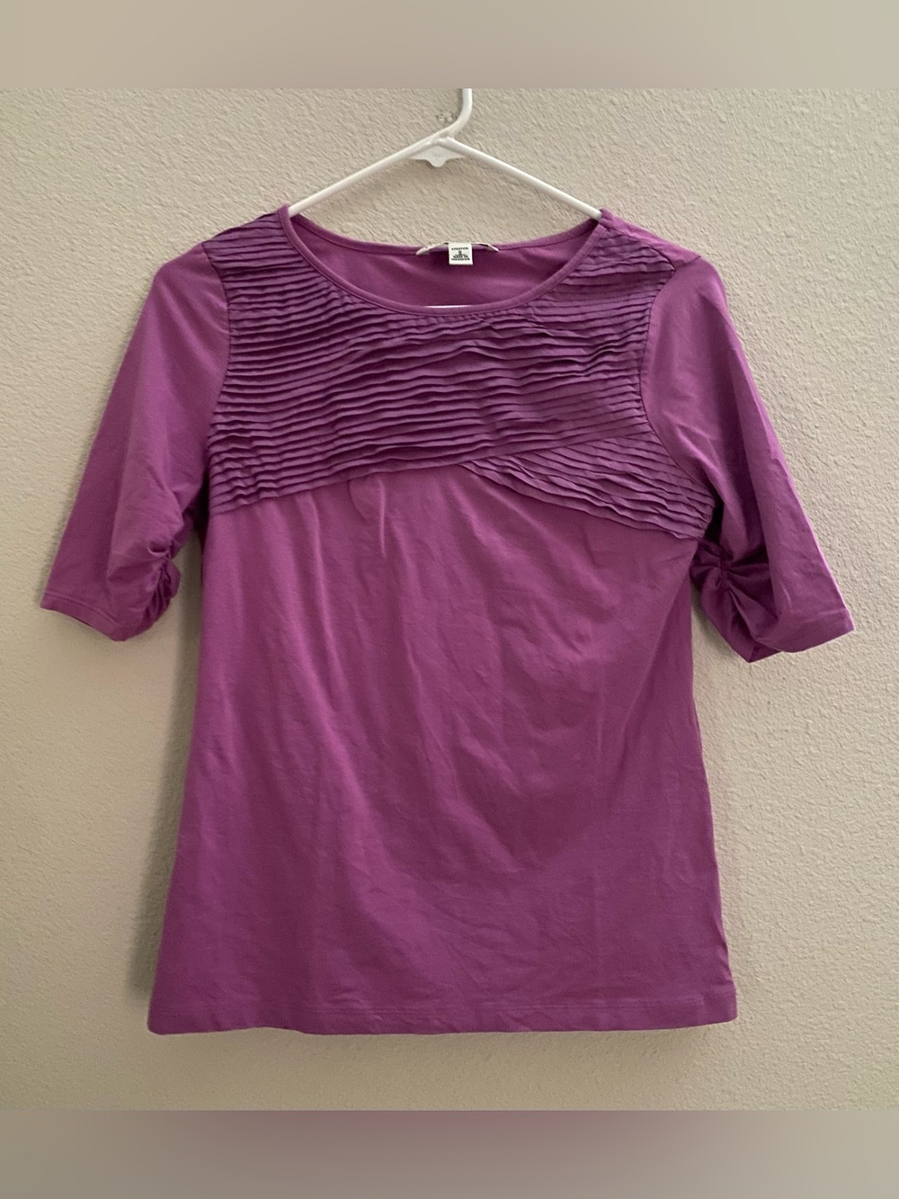 Banana Republic Short Sleeve Pleated Yoke Tee - Purple